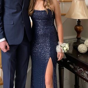 Lulu’s Sequin Lace-up Maxi Dress